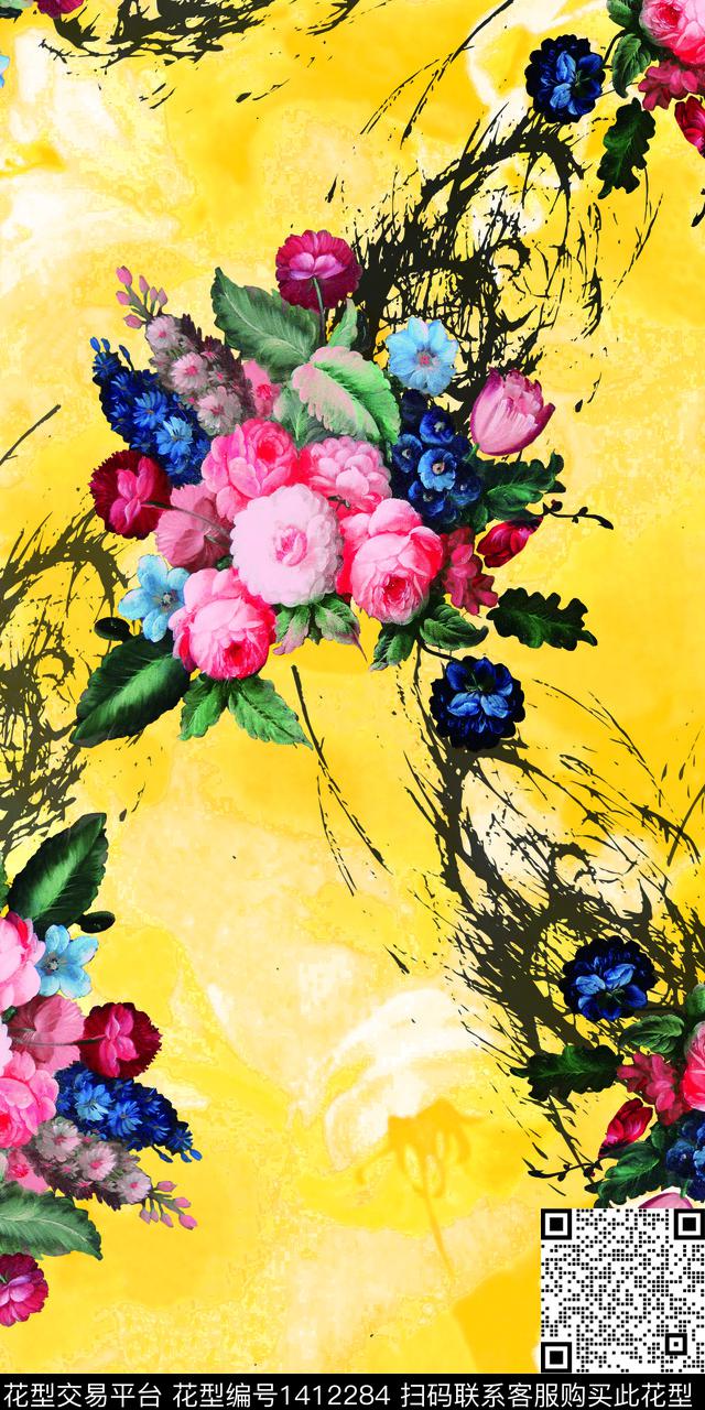 绿植树叶花卉植物数码印花华亿平台下载（图片编号: 1412284） - 瓦栏（Walan）