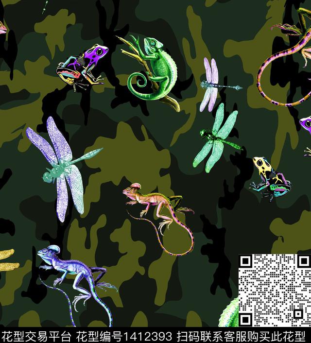 大牌风蜻蜓变色龙数码印花华亿平台下载（图片编号: 1412393） - 瓦栏（Walan）