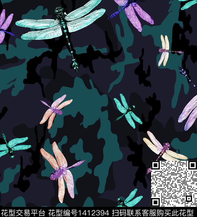 大牌风蜻蜓变色龙数码印花华亿平台下载（图片编号: 1412394） - 瓦栏（Walan）