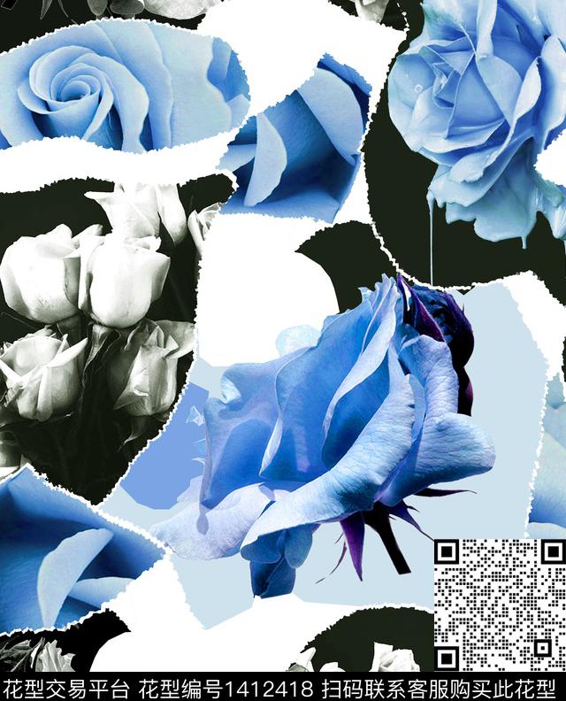 ALEXANDERMcQueen玫瑰花撕裂数码印花华亿平台下载（图片编号: 1412418） - 瓦栏（Walan）