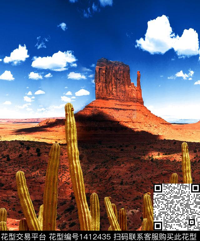 仙人掌大牌风荒漠戈壁数码印花华亿平台下载（图片编号: 1412435） - 瓦栏（Walan）