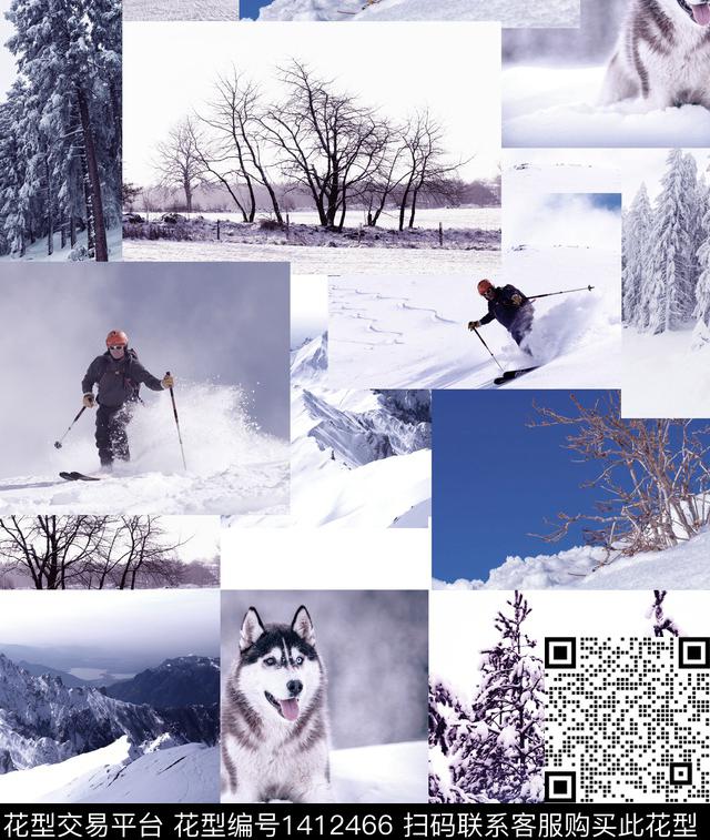 雪山混合拼接审数码印花华亿平台下载（图片编号: 1412466） - 瓦栏（Walan）