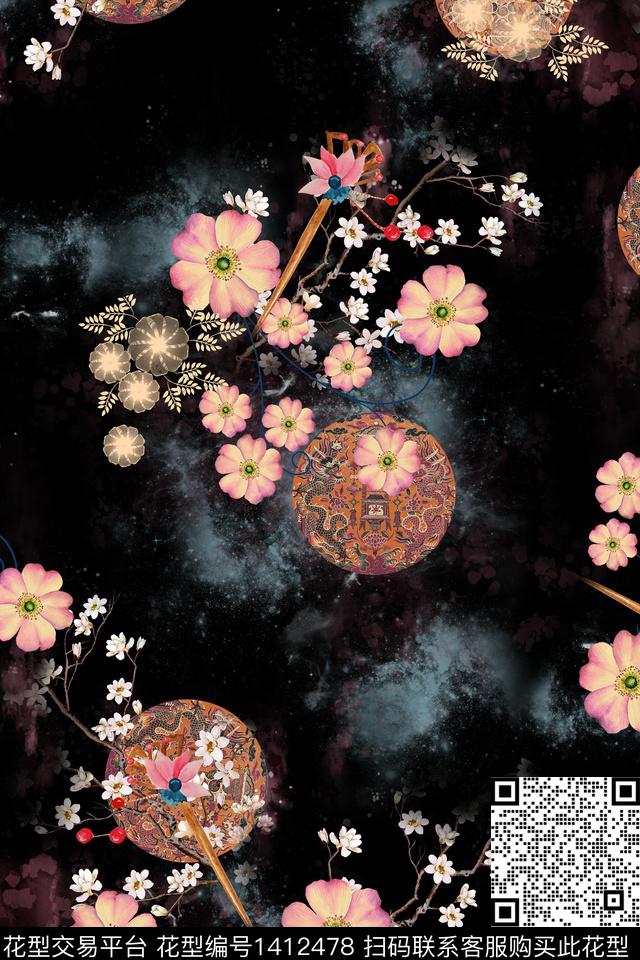 连衣裙香云纱中国风传统印花华亿平台下载（图片编号: 1412478） - 瓦栏（Walan）