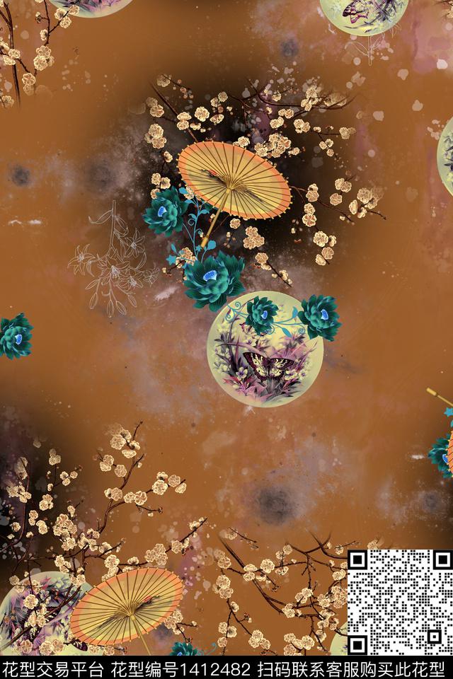 连衣裙香云纱中国风传统印花华亿平台下载（图片编号: 1412482） - 瓦栏（Walan）