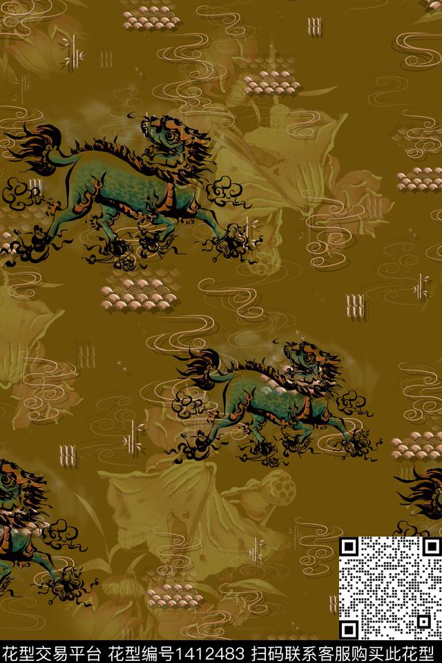 连衣裙香云纱中国风传统印花华亿平台下载（图片编号: 1412483） - 瓦栏（Walan）