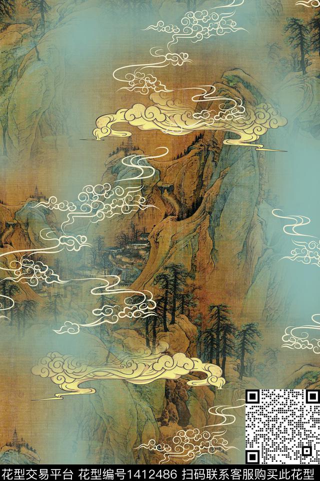 连衣裙香云纱中国风传统印花华亿平台下载（图片编号: 1412486） - 瓦栏（Walan）