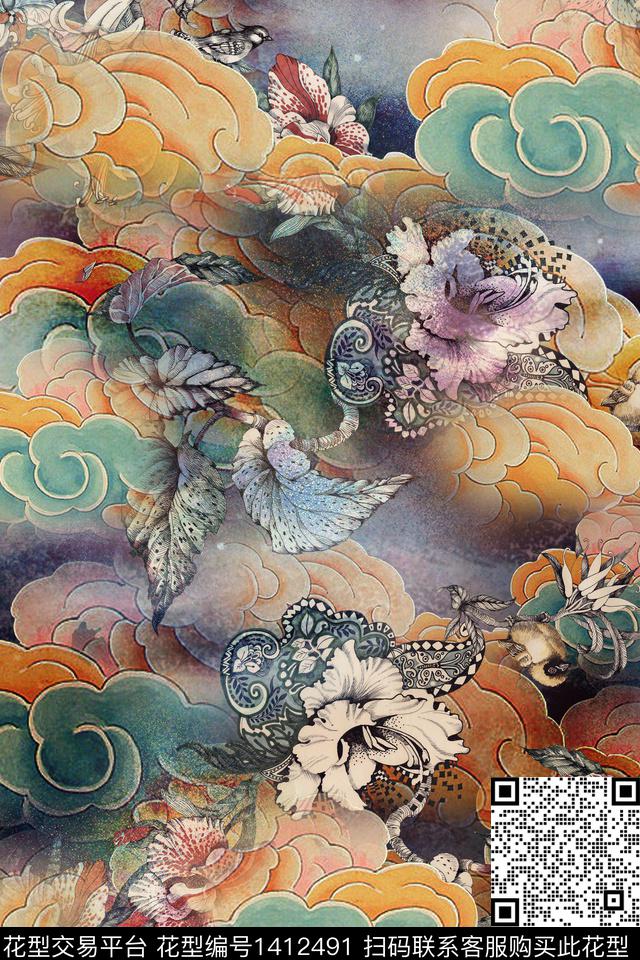 香云纱连衣裙中老年人华亿平台中国风数码印花华亿平台下载（图片编号: 1412491） - 瓦栏（Walan）