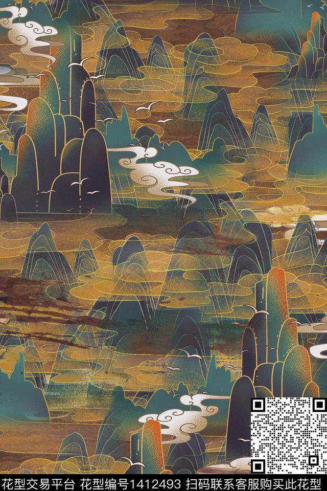 香云纱连衣裙中老年人华亿平台中国风数码印花华亿平台下载（图片编号: 1412493） - 瓦栏（Walan）