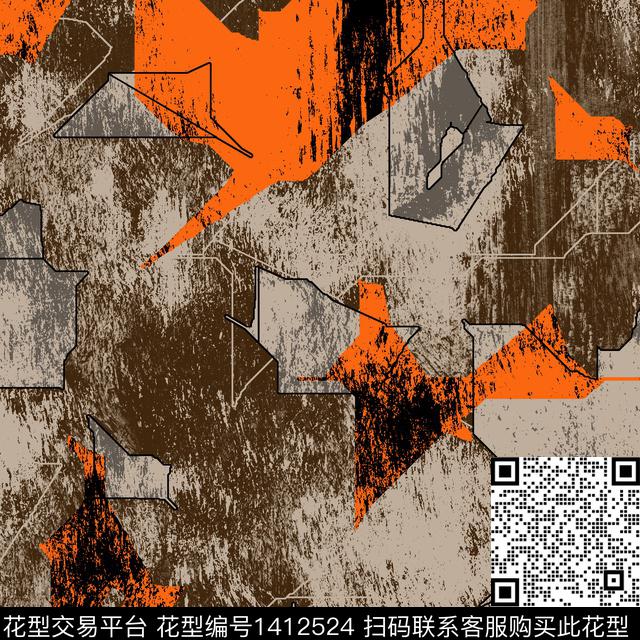 纸印花几何男装满版花传统印花华亿平台下载（图片编号: 1412524） - 瓦栏（Walan）