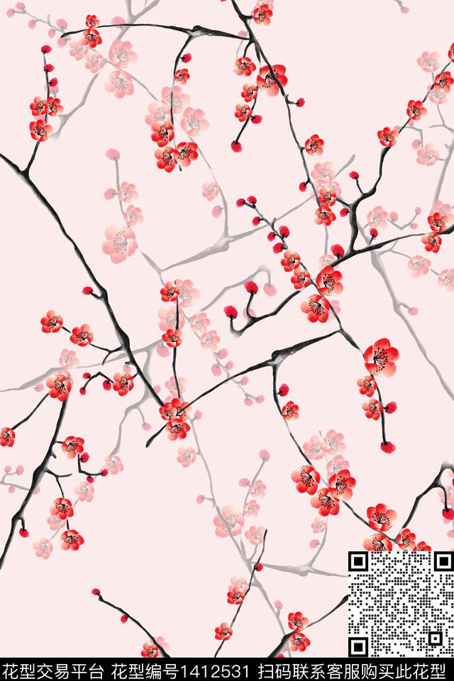 花卉大牌风小碎花数码印花华亿平台下载（图片编号: 1412531） - 瓦栏（Walan）