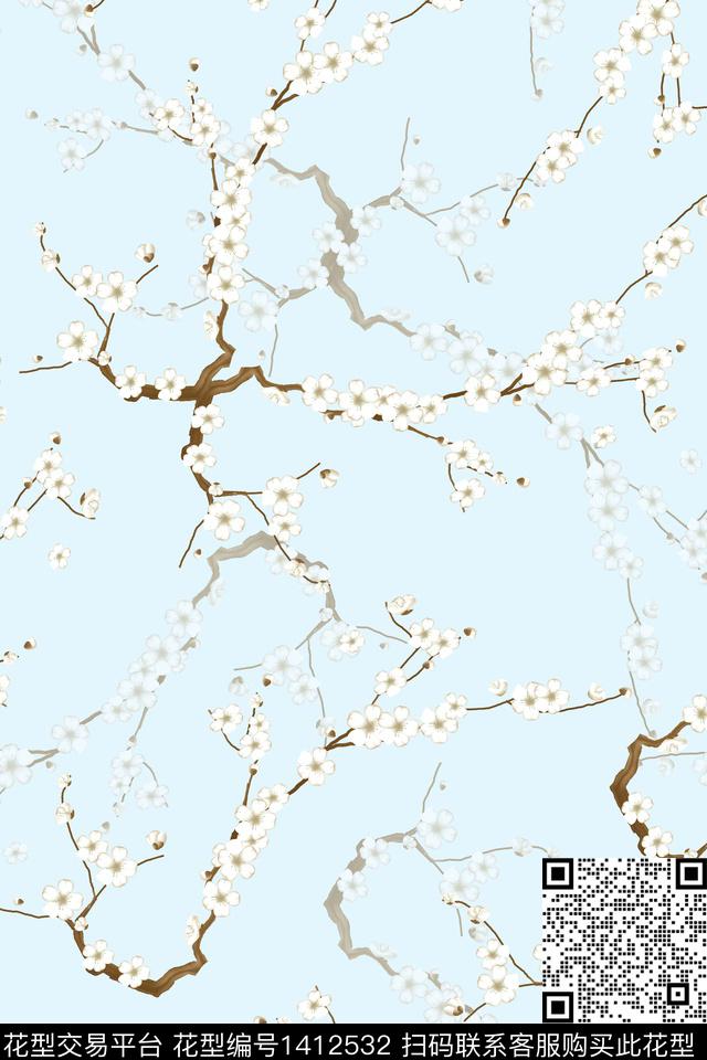 花卉大牌风小碎花数码印花华亿平台下载（图片编号: 1412532） - 瓦栏（Walan）