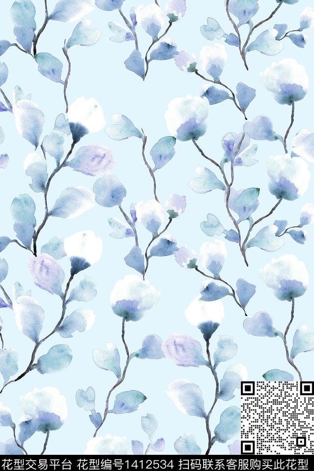 花卉大牌风小碎花数码印花华亿平台下载（图片编号: 1412534） - 瓦栏（Walan）