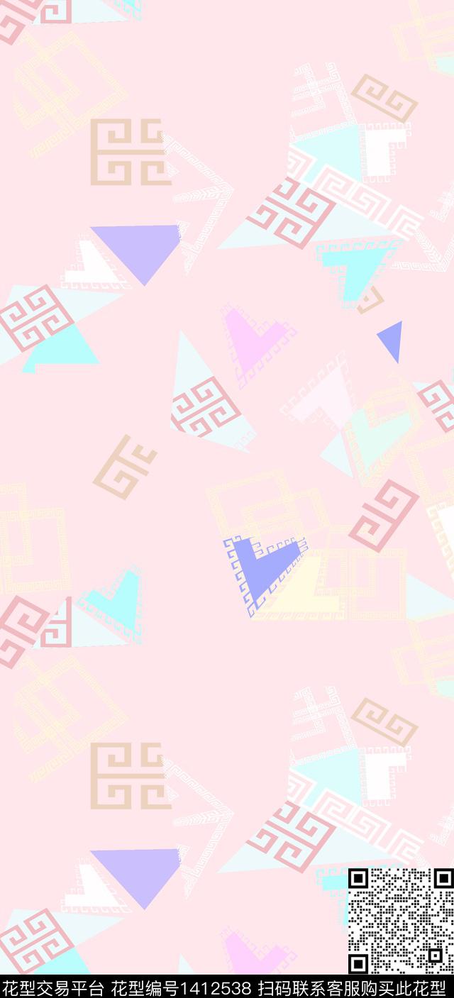 几何花卉小碎花数码印花华亿平台下载（图片编号: 1412538） - 瓦栏（Walan）