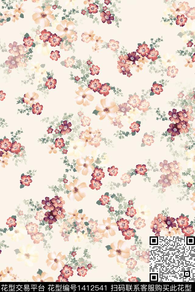 几何花卉小碎花数码印花华亿平台下载（图片编号: 1412541） - 瓦栏（Walan）