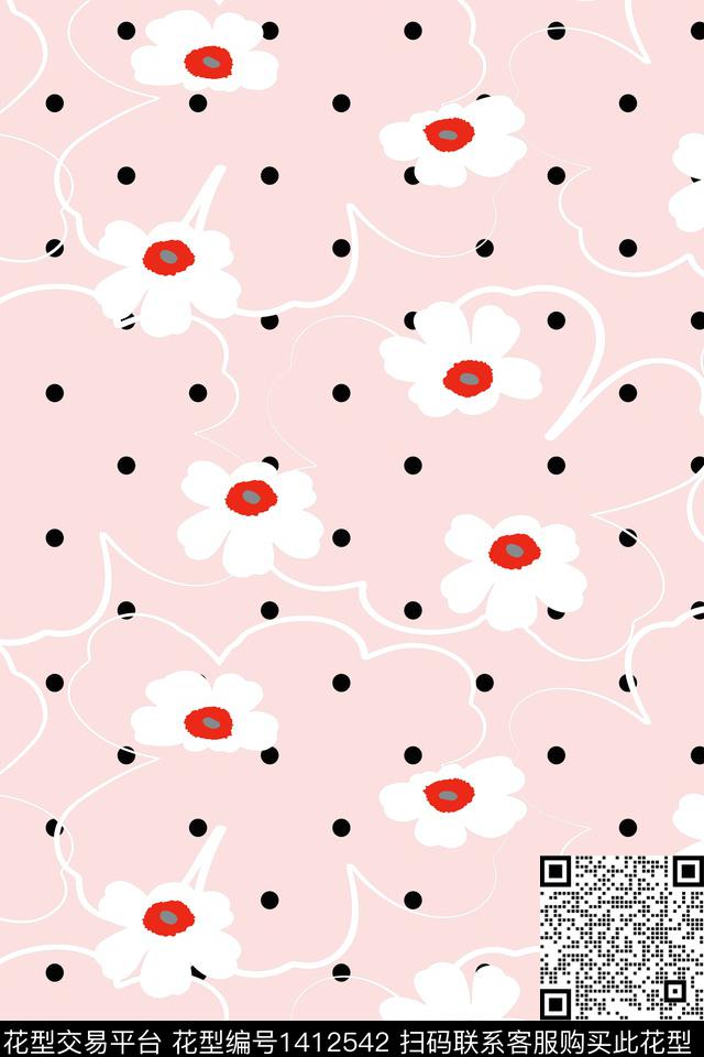 几何花卉小碎花数码印花华亿平台下载（图片编号: 1412542） - 瓦栏（Walan）