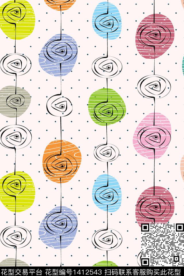 几何花卉小碎花数码印花华亿平台下载（图片编号: 1412543） - 瓦栏（Walan）