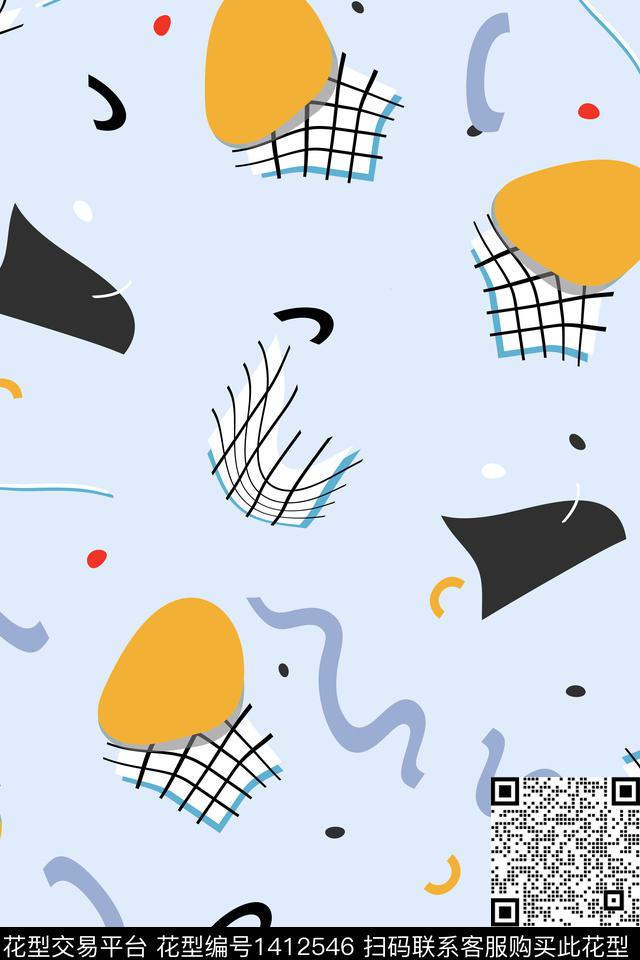 几何花卉小碎花数码印花华亿平台下载（图片编号: 1412546） - 瓦栏（Walan）