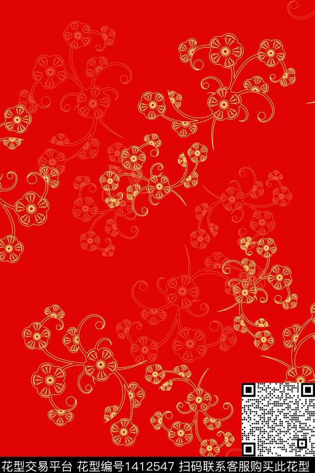 几何花卉小碎花数码印花华亿平台下载（图片编号: 1412547） - 瓦栏（Walan）