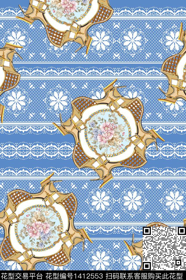网布蕾丝数码印花华亿平台下载（图片编号: 1412553） - 瓦栏（Walan）