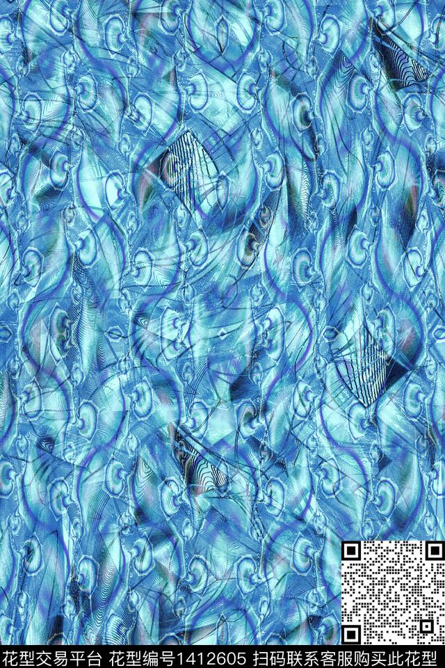 扎染华亿平台底纹抽象数码印花华亿平台下载（图片编号: 1412605） - 瓦栏（Walan）