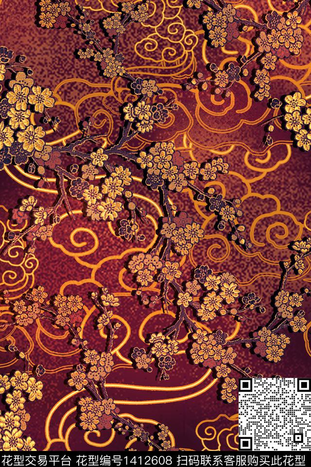 香云纱连衣裙中老年人华亿平台中国风数码印花华亿平台下载（图片编号: 1412608） - 瓦栏（Walan）