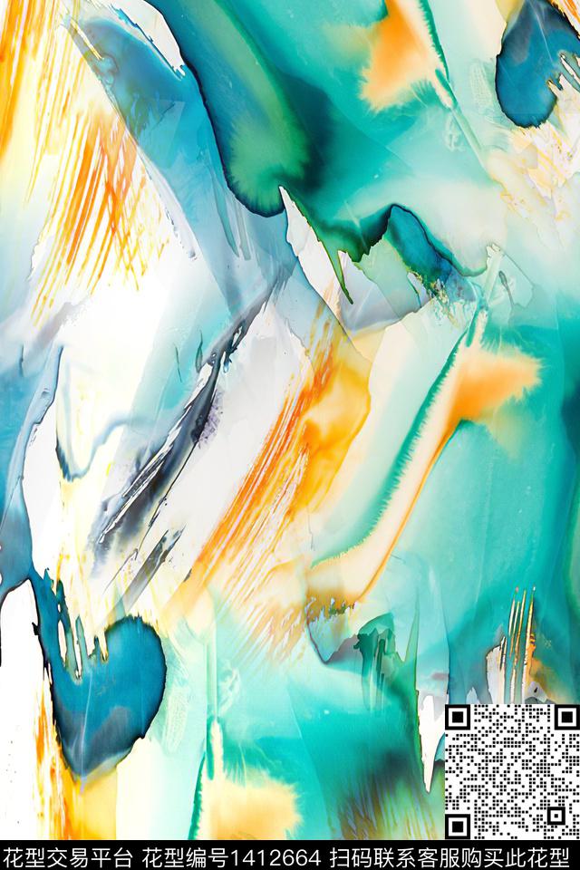 肌理抽象真丝数码印花华亿平台下载（图片编号: 1412664） - 瓦栏（Walan）