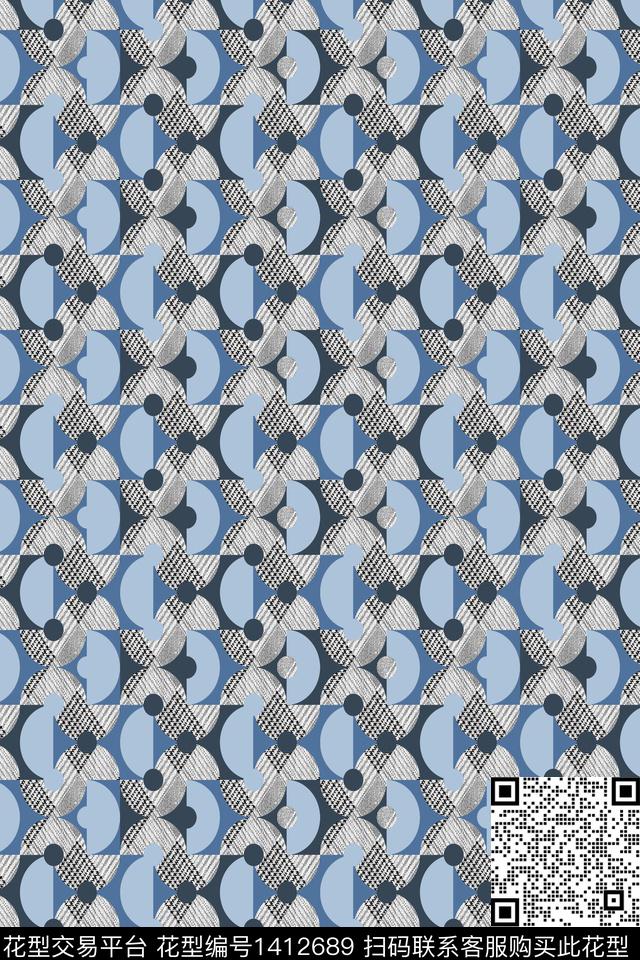 线条几何圆形数码印花华亿平台下载（图片编号: 1412689） - 瓦栏（Walan）