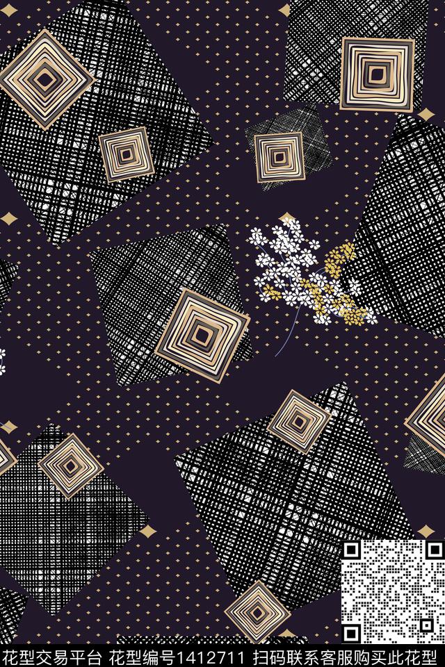 几何中老年布纹数码印花华亿平台下载（图片编号: 1412711） - 瓦栏（Walan）