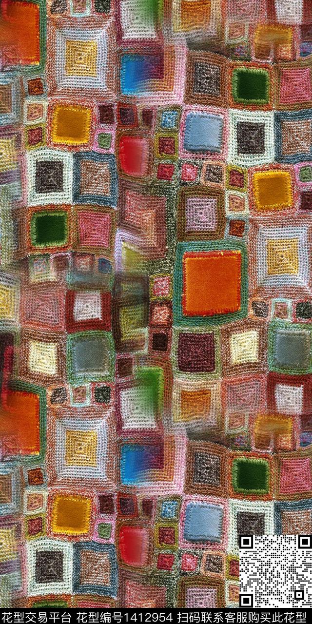 几何抽象数码印花华亿平台下载（图片编号: 1412954） - 瓦栏（Walan）