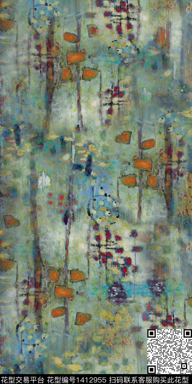 几何抽象数码印花华亿平台下载（图片编号: 1412955） - 瓦栏（Walan）