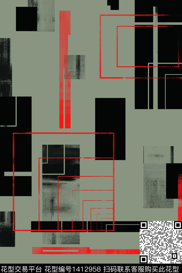 几何男装满版花大牌风传统印花华亿平台下载（图片编号: 1412958） - 瓦栏（Walan）