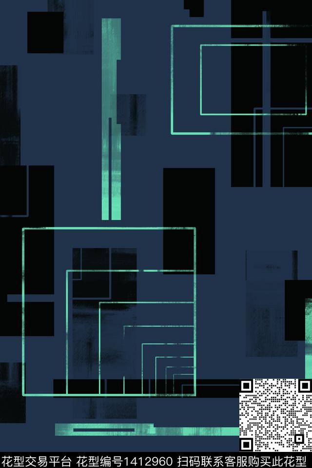 几何男装满版花大牌风传统印花华亿平台下载（图片编号: 1412960） - 瓦栏（Walan）