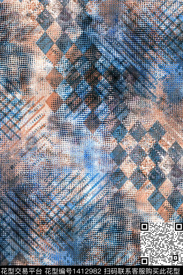 抽象男装家居服户外数码印花华亿平台下载（图片编号: 1412982） - 瓦栏（Walan）