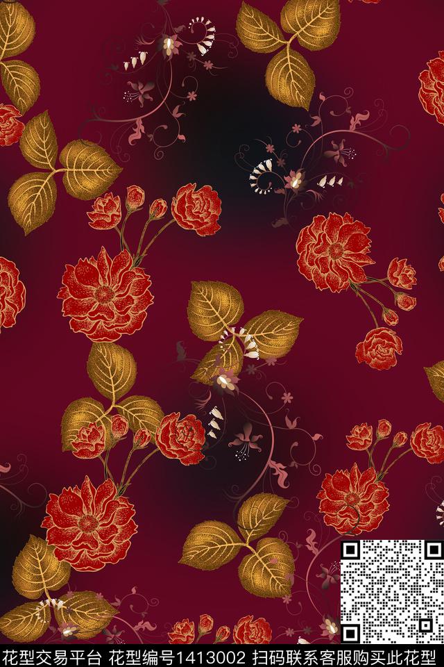 连衣裙香云纱中国风传统印花华亿平台下载（图片编号: 1413002） - 瓦栏（Walan）