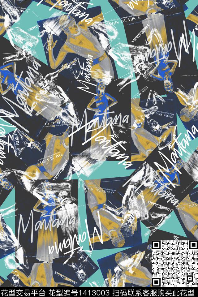 朋克涂鸦时尚数码印花华亿平台下载（图片编号: 1413003） - 瓦栏（Walan）