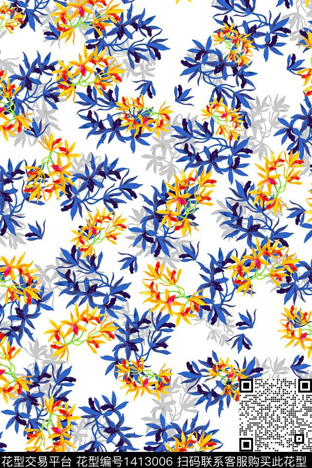 数码华亿平台水彩民族风数码印花华亿平台下载（图片编号: 1413006） - 瓦栏（Walan）