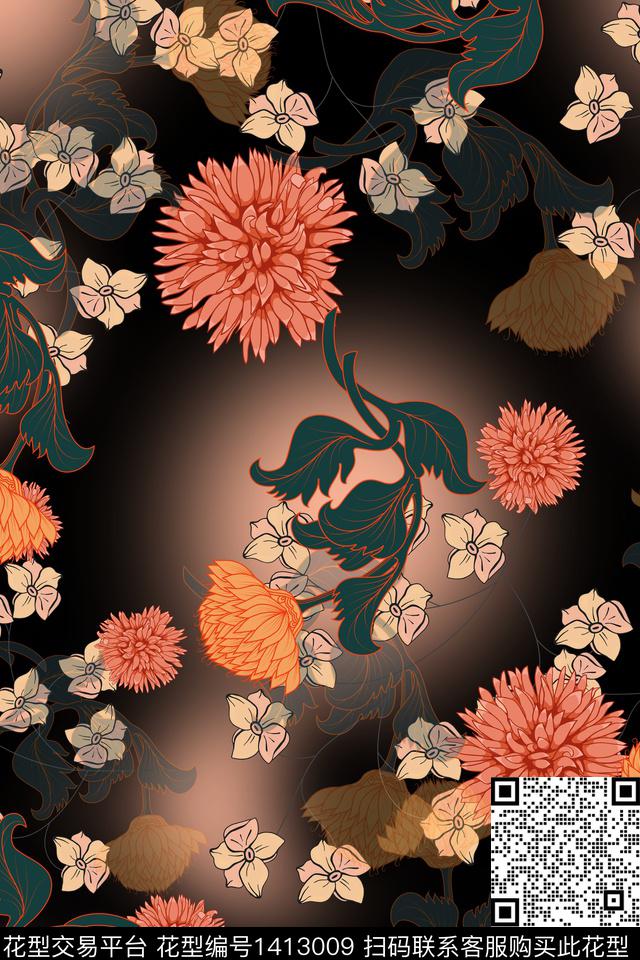 连衣裙香云纱中国风传统印花华亿平台下载（图片编号: 1413009） - 瓦栏（Walan）