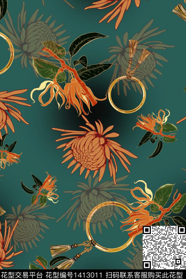 连衣裙香云纱中国风传统印花华亿平台下载（图片编号: 1413011） - 瓦栏（Walan）