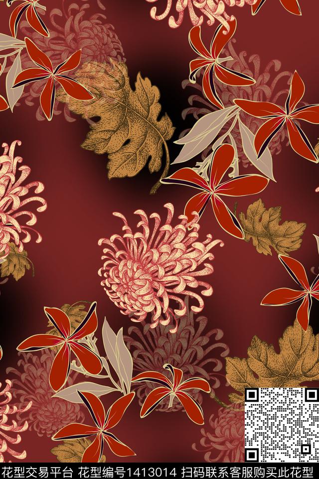 连衣裙香云纱中国风传统印花华亿平台下载（图片编号: 1413014） - 瓦栏（Walan）