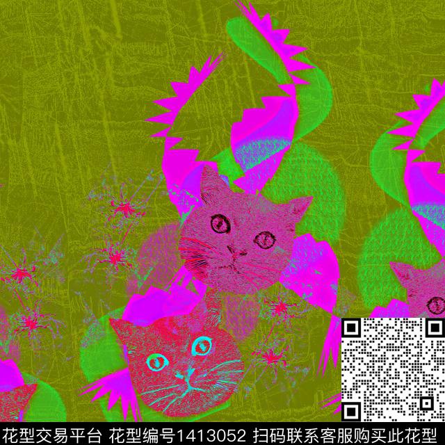 动物花卉混合拼接数码印花华亿平台下载（图片编号: 1413052） - 瓦栏（Walan）