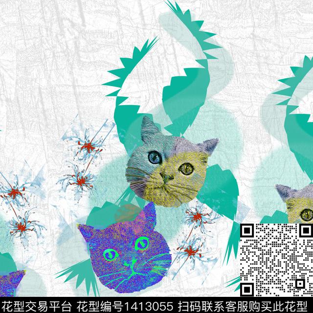 动物花卉混合拼接数码印花华亿平台下载（图片编号: 1413055） - 瓦栏（Walan）