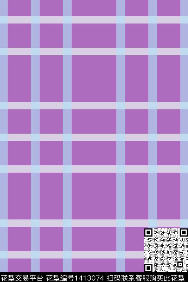 线条简约格子数码印花华亿平台下载（图片编号: 1413074） - 瓦栏（Walan）