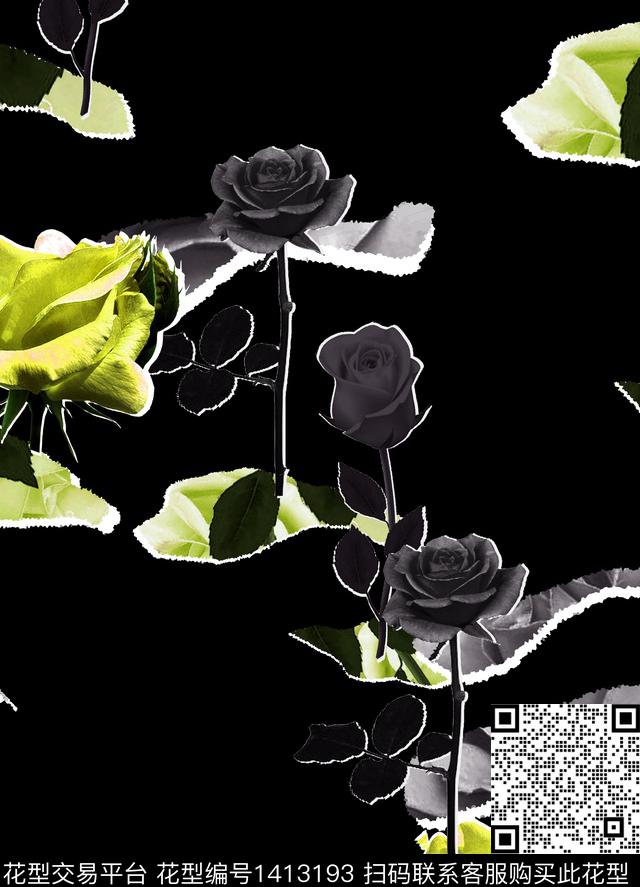 ALEXANDERMcQueen大牌风玫瑰花数码印花华亿平台下载（图片编号: 1413193） - 瓦栏（Walan）