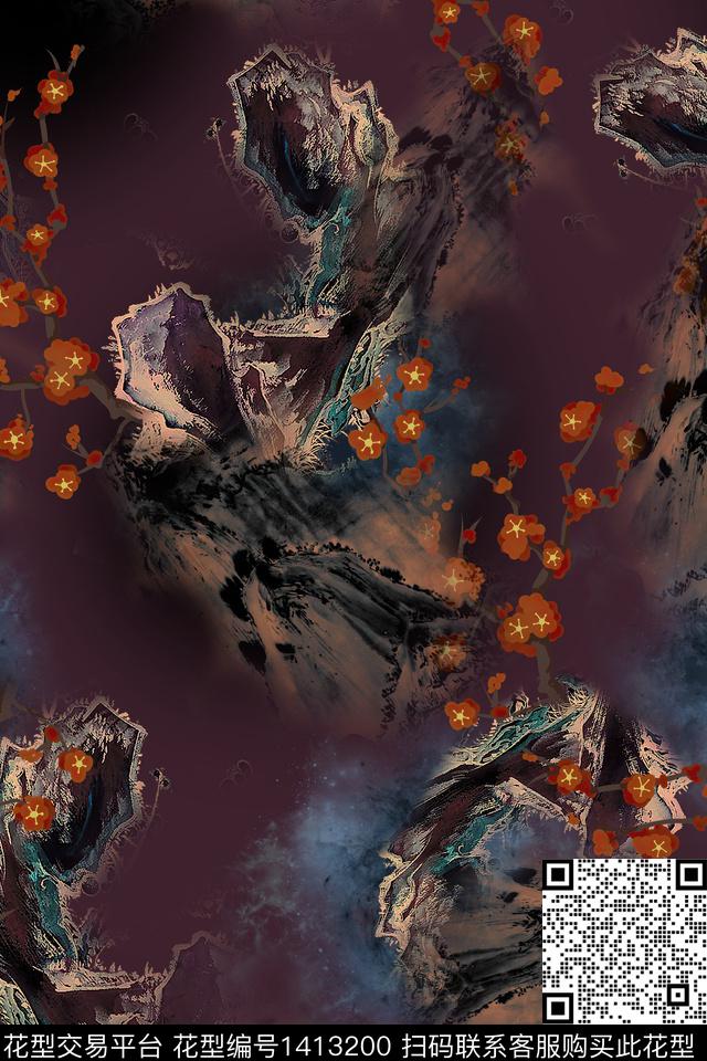 连衣裙香云纱中国风传统印花华亿平台下载（图片编号: 1413200） - 瓦栏（Walan）