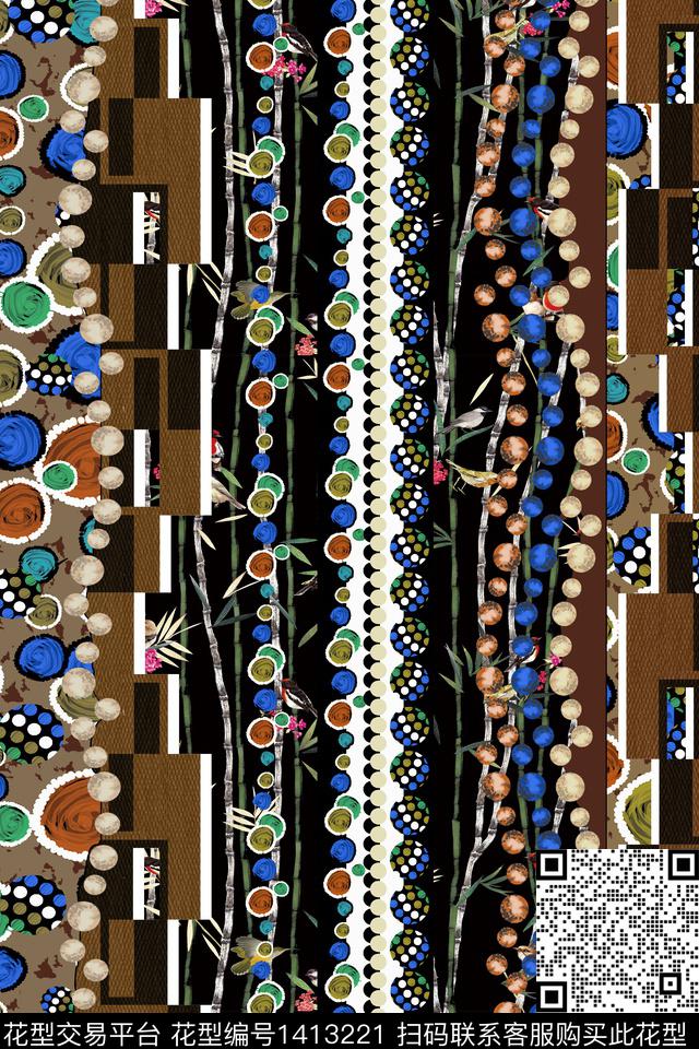 几何混合拼接条纹数码印花华亿平台下载（图片编号: 1413221） - 瓦栏（Walan）