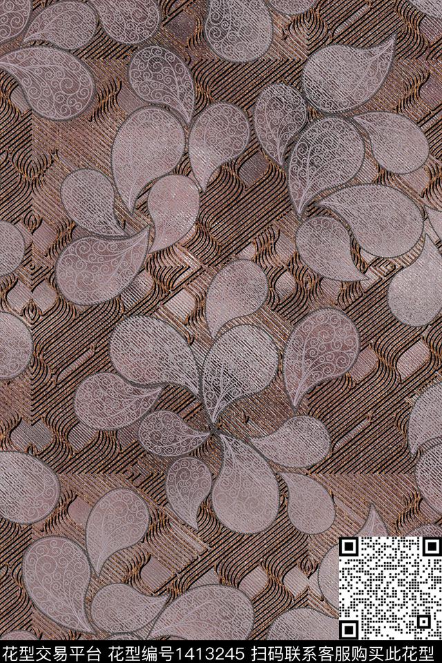 几何佩斯利雕印华亿平台数码印花华亿平台下载（图片编号: 1413245） - 瓦栏（Walan）