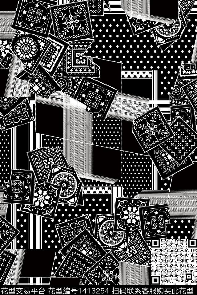 民族花卉几何中老年数码印花华亿平台下载（图片编号: 1413254） - 瓦栏（Walan）