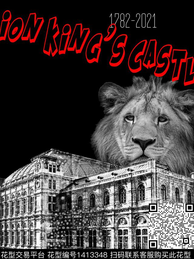 字母狮子大牌风数码印花华亿平台下载（图片编号: 1413348） - 瓦栏（Walan）