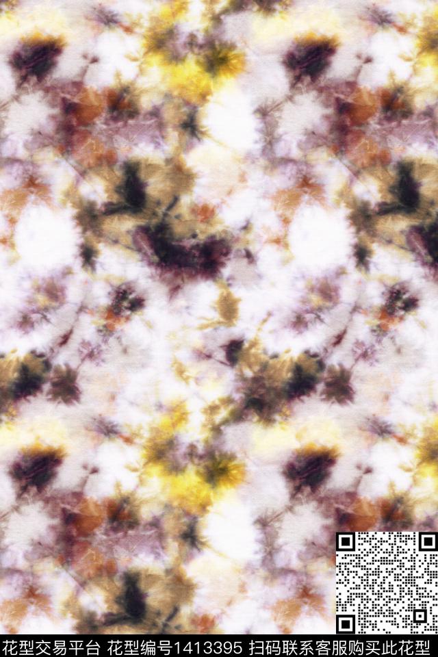 肌理扎染华亿平台抽象花卉数码印花华亿平台下载（图片编号: 1413395） - 瓦栏（Walan）