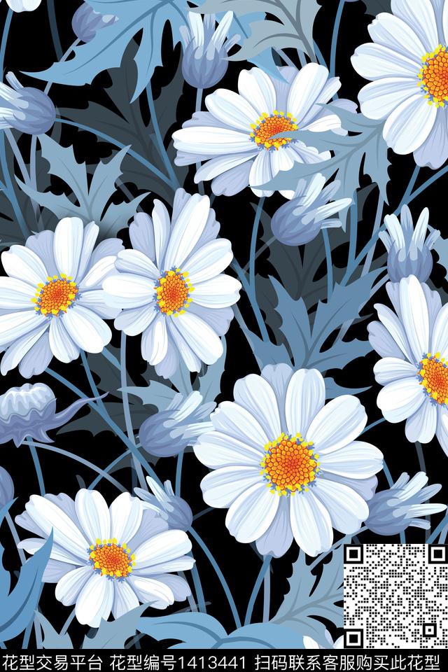 女装花卉大花数码印花华亿平台下载（图片编号: 1413441） - 瓦栏（Walan）